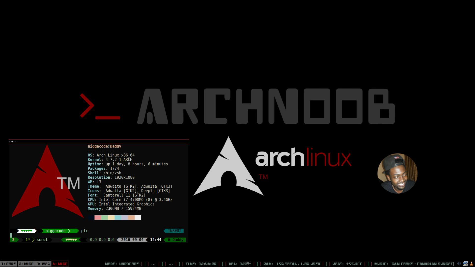 Customized ArchLinux desktop with i3 window manager